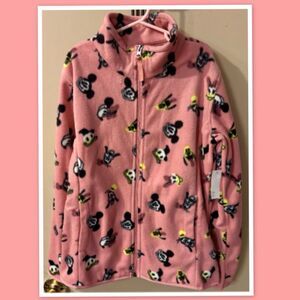 Disney Mickey Mouse Full-Zip Polar Fleece Jacket ~ Size XL ~ Pink